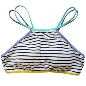 Victoria's Secret Striped Bikini Top with Colorful Trim Small